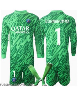 Günstige Paris Saint-Germain Gianluigi Donnarumma #1 Torwart Heimtrikotsatz Kinder 2024-25 Langarm (+ Kurze Hosen)